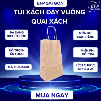 TÚI GIẤY KRAFT ĐÁY VUÔNG QUAI XÁCH – BAO BÌ ĐA DỤNG CHO F&B, BÁN LẺ & THƯƠNG MẠI